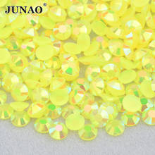 JUNAO 3 4 5 6mm Glitter Citrine AB Flatback Crystal Rhinestones Face Nail Art Crystal Stone Non Hotfix Strass Nails Decoration 2024 - buy cheap