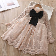 Embroidery Flower Girls Dress Autumn Winter Lace Long Sleeve Kids Dresses for Girls tutu Big Bow Birthday Party Kids Clothes 2024 - buy cheap