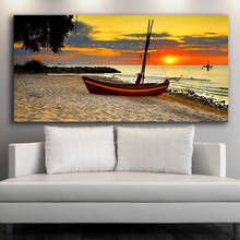 Canvas Painting Wall Art Pictures Modern Modular Pictures Prints on Beach Seascape Painting Sea Boat Sunset No Frame Home Decor 2024 - buy cheap