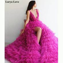 Женское вечернее платье с разрезом, длинное розовое платье с V-образным вырезом для торжества, выпускного вечера, 2021 2024 - купить недорого