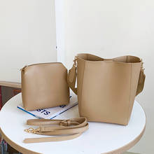 Women Bucket Shoulder bag PU Leather Composite Bags Fashion Women's Totes 2Pcs bolsos Wide shoulder strap Crossbody Bag handbags 2024 - buy cheap