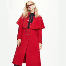Женское шерстяное пальто, длинное теплое пальто в стиле накидки с отложным воротником, Осень-зима 2020 2024 - купить недорого
