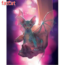 FATCAT-pintura de diamante 5D DIY de gato, bordado de diamantes de imitación de animales, imagen de gatito, decoración del hogar AE364 2024 - compra barato