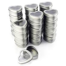 New 30Pcs Heart Metal Tins,Empty Heart Shaped Silver Metal Tins with Clear Window for Candle Making, Candies 2024 - buy cheap