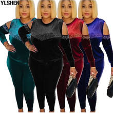Velvet African Dresses for Women 2 Piece Set Dashiki Diamonds Tops Pants African Clothes Bazin Riche Famous Suit Vetement Femme 2024 - buy cheap