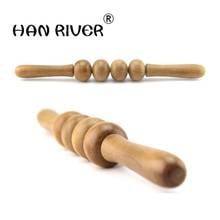 HANRIVER Wooden hand roller massager rolling leg Back foot neck thigh abdominal health massage stick 2024 - buy cheap