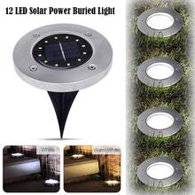 Luz solar de aço inoxidável com 12led, iluminação enterrada para áreas externas, para decoração de jardim, gramado 2024 - compre barato