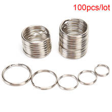 100 Pcs  Polished Silver Color Keyring Stainless Steel Hole Key Ring Key Chain Rhodium Plated Round Split Keychain 2024 - buy cheap