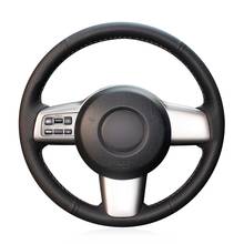 Funda de cuero sintético para volante de coche, cosida a mano, negra, para Mazda 2, 2008, 2009, 2010, 2011, 2012, 2013, 2014 2024 - compra barato