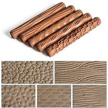 5PCS Pottery Tools Wood Hand Rollers for Stamp Pattern Roller Pattern Ceramic Clay Tools Sculpting Tools  Polymer Molds 2024 - buy cheap