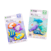 4 pcs Whale Dolphin Eraser Kawaii Pencil Eraser Creative For Kids Funny Erasers Promotional Student Stationery School Supplies 2024 - buy cheap