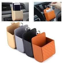 Universal Car Air Vent Storage Bag with Hook Organizer Box Auto Mount Outlet Hanging Leather Container Pocket Coin Phone Holder 2024 - купить недорого