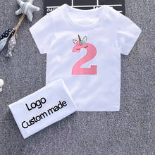 Girls Birthday Kids T Shirt Number 2-9 Letter Print Tshirt Baby Summer Cute Bow Clothes Funny Toddler Tops Children White Tees 2024 - buy cheap