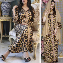 Vestido largo musulmán Abaya con estampado de leopardo para mujer, caftán árabe étnico Vintage, ropa islámica, Ramadán, caftán marroquí 2024 - compra barato