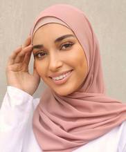 Women Solid Color Hijab Headband Muslim Chiffon Scarf Soft Plain Shawls Wraps Islamic Headscarf Foulard FemmeHijab Stoles 2024 - купить недорого