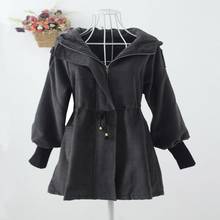 Woman Autumn Gray Plus Size 20% Woolen Thick Loose Outerwear Female Winter Oversized Hooded Warm Overcoat Lady Plus Velvet 2024 - buy cheap