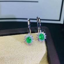 SHILOVEM 925 sterling silver real Natural Emerald stud earrings fine Jewelry women wedding wholesale 3*4mm jce0304198agm 2024 - buy cheap