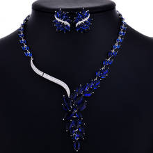Zlxgirl conjunto de joias femininas para casamento, colar com brinco, joias de aniversário, joias de zircônia e cobre 2024 - compre barato