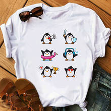 T-shirt Femme kawaii penguin Printed T shirt Women Harajuku White Tee Ladies Cute Funny Casual Female T-shirt Short Sleeve T Top 2024 - buy cheap