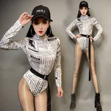 New Hip Hop Costumes Adults Print Long Sleeve Bodysuit Women Street Dance Clothes Nightclub Bar Dj Ds Performance Wear DNV13381 2024 - buy cheap