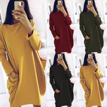 Solid color o-neck long sleeve pocket summer dress felame clothes 2022 new fashion casual women party dresses vestido 2024 - buy cheap
