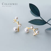 Colusiwei Authentic 925 Sterling Silver Plum Blossoming Flower Branch Stud Earrings for Women Sweet Pearl Silver Jewelry 2024 - buy cheap