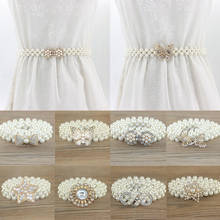 Elegant Pearls Crystal Belt Waist For Women Dress Elastic Buckle Chain Flower Beach Female Girls Crystal Strap Waistband Gift 2024 - buy cheap