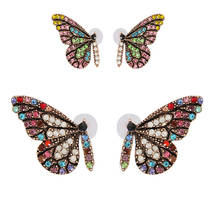 Vintage Rhinestone Butterfly Stud Earrings For women 2020 Bohemian style Fashion Trendy Crystal insect wings jewelry accessories 2024 - купить недорого