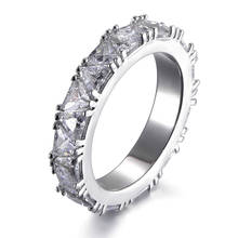 D & z anéis de noivado para mulheres e homens, cor dourada e prateada de zircônio cúbico, configuração de tensão, joia de moda para casamento e noivado 2024 - compre barato