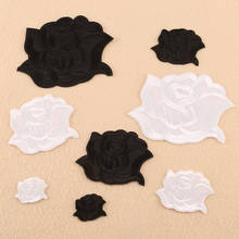 100pcs/lot Black White Rose Embroidery Patch Flower Dress Shirt Curtain Bedding Clothing Decoration Accessory Iron Applique 2024 - buy cheap