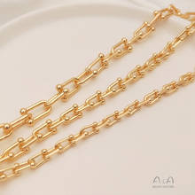 Cadena de oro de 14K de 50 cm para mujer, brazalete hecho a mano, collar y pendientes, oro de 14 quilates 2024 - compra barato