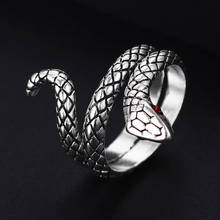 Модные Винтажные посеребренные кольца в виде змеи в античном стиле панк хип-хоп в стиле рок с изменяемым размером для женщин девушек и мужчин ретро ювелирные изделия для вечерние Ринок 2024 - купить недорого