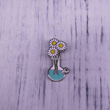 Daisy In A Vase With Water Key Enamel Pin Flowers Brooch For Lapel Coat Scarf Sweater Badge Accessory 2024 - buy cheap