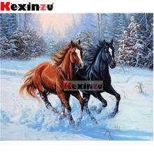 Kexinzu 5D DIY Full Square/Round Drill Diamond Painting "Snow horse" Embroidery Mosaic Cross Stitch Stickers Decor Gift Xf4797 2024 - buy cheap