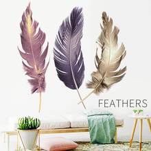 Creative Feather Wall Sticker Colorful Feather DIY Mural Decals for Kids Rooms Baby Bedroom Dormitory Home Decor Self-adhesive 2024 - buy cheap