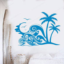 Pegatina del océano para la pared mar pájaro olas playa muro temático calcomanía decoración del hogar dormitorio extraíble pared arte mural JH463 2024 - compra barato