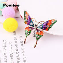 Pomlee colorido borboleta design ouro cor metal broche pinos strass incrustado belo inseto broche pino feminino jóias 2024 - compre barato