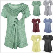 2019 Maternity clothes maternity robe Stitching round neck T-shirt female short-sleeved pregnant women breastfeeding T0901 2024 - buy cheap