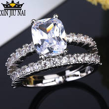 Engagement Double Rings For Women Genuine 925 anillos Silver Crystal Fashion CZ Wedding Jewelry Wholesale silver 925 ring mens 2024 - buy cheap