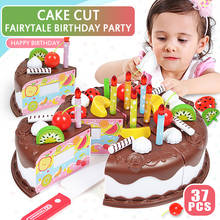Brinquedos de cozinha em forma de bolo, brinquedos diy de plástico para cortar frutas, bolo de aniversário, educativo para bebês e crianças 2024 - compre barato