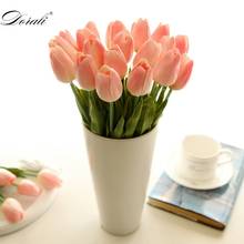 Flores tulipas artificial para decoração de buquê de tulipas, flores artificiais de toque real para decoração de festas de casamento e flores com 10 peças 2024 - compre barato