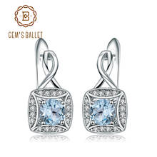 Gem's Ballet Natural Sky Blue Topaz Genuine 925 sterling silver Clip Earrings For Women Fashionable Jewelry Gift Wedding 2024 - buy cheap