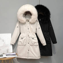 Large Raccoon Fur Collar Down Coat Winter Jacket 90% White Duck Down Hooded Warm Parkas Detachable Lining Overcoat 2024 - buy cheap