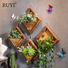 Creative Simple Wooden Flowers Stand Wall Hanging Home Decor Restaurant scene Layout Nostalgic Flower Pot Retro Foral Ornaments 2024 - buy cheap