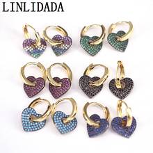 5Pairs Female Jewelry Micro Pave Cubic Zirconia Gold Color hoop Earrings Heart Earrings For Women Girls 2024 - buy cheap