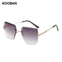 Женские солнцезащитные очки без оправы HOOBAN, винтажные квадратные градиентные солнцезащитные очки, брендовые дизайнерские роскошные очки с защитой UV400 2024 - купить недорого