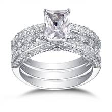 Jk 2 peças anéis de dedo femininos, joias de casamento, noivado, zircônia de cristal, lindo conjunto clássico feminino, drop shipping 2024 - compre barato