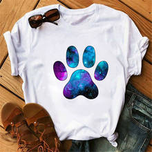 Maycaur Women Dogs Paws Watercolor Cute Short Sleeve Fashion Printed T Shirts Lady Womens Clothes Tops T-Shirt Shirt Tees Female 2024 - buy cheap