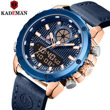 Kademan relógio masculino de luxo duplo movimento esporte relógio topo luxo marca nova moda masculino 3atm relógio de couro casual 2024 - compre barato