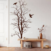 Наклейка на стену в виде дерева с птицами, натуральные виниловые наклейки на стену для спальни, гостиной, Декор для дома, плакаты, фрески для детской комнаты P547 2024 - купить недорого